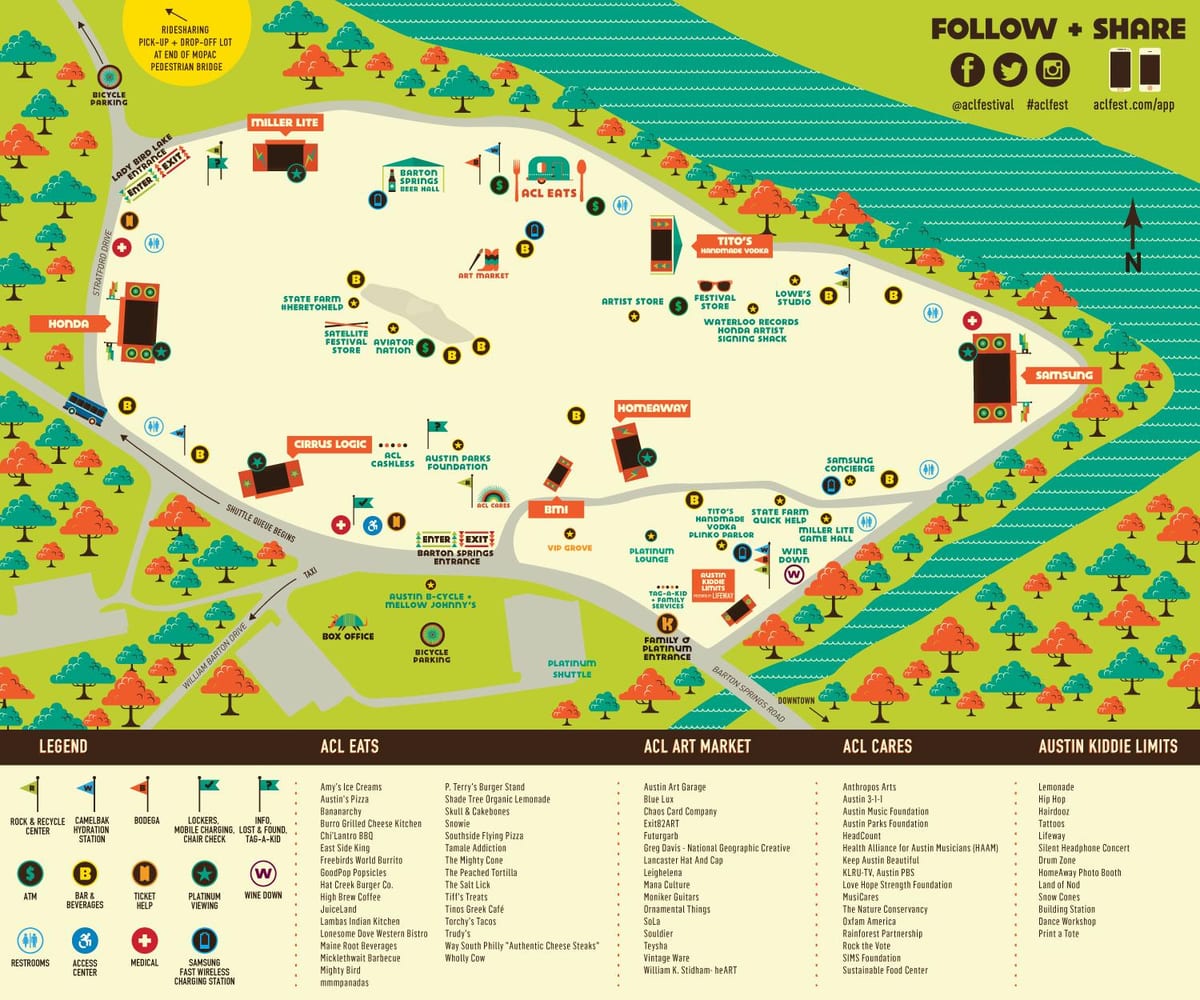 žemėlapis Austin ACL festivalis