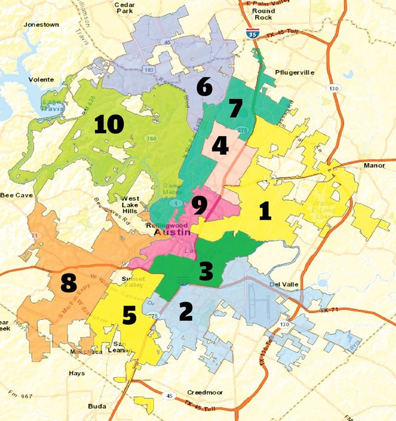 Austin texas rajono žemėlapis