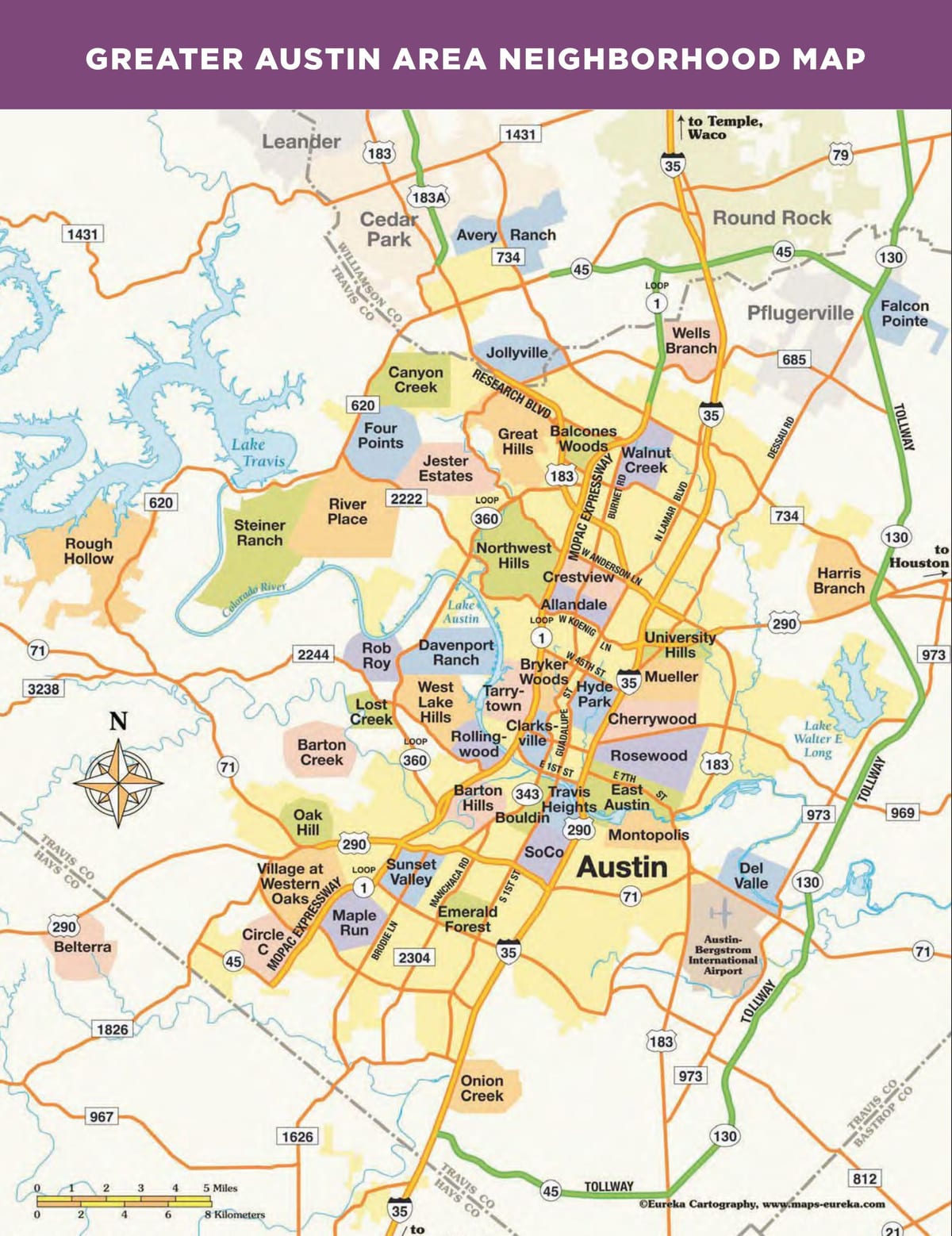 žemėlapis Austin rajone