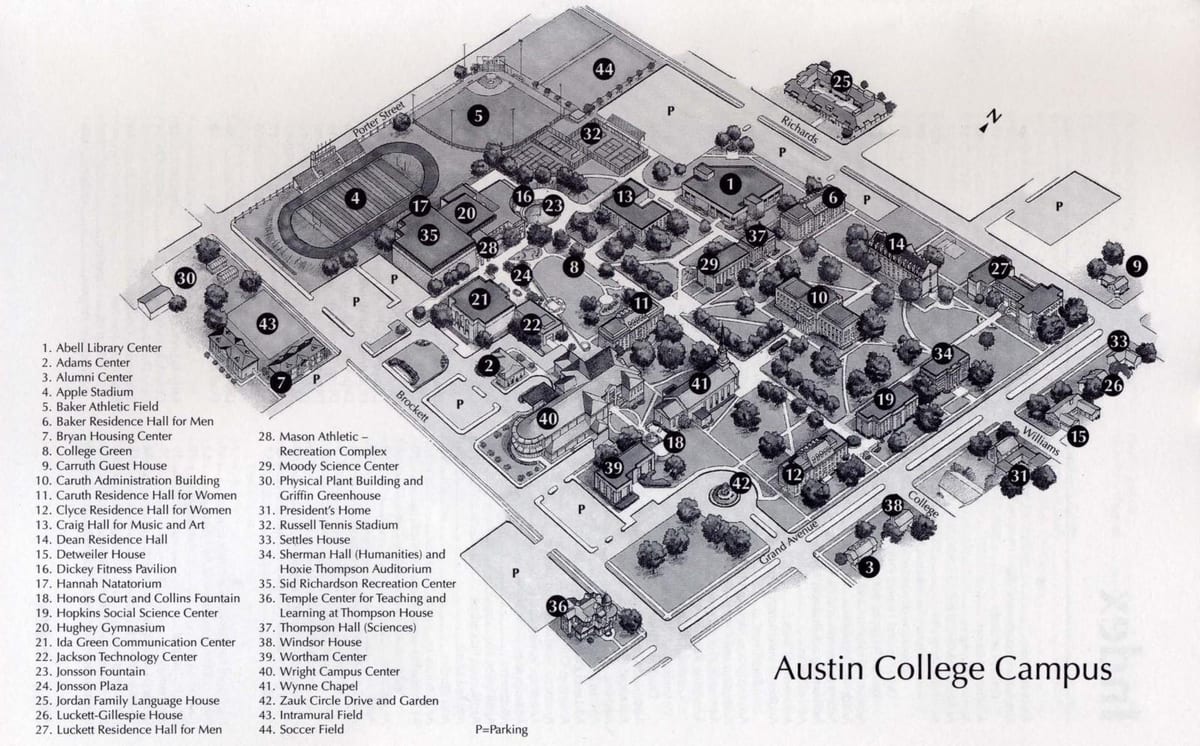 Austin college campus žemėlapis