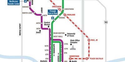 Metro rail Austin žemėlapyje