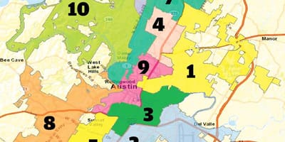 Austin texas rajono žemėlapis