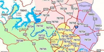 Ostinas (Tx) miesto kodą žemėlapyje