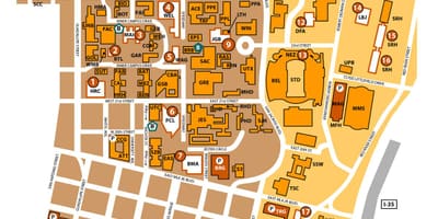 Teksaso universiteto Ostine žemėlapyje
